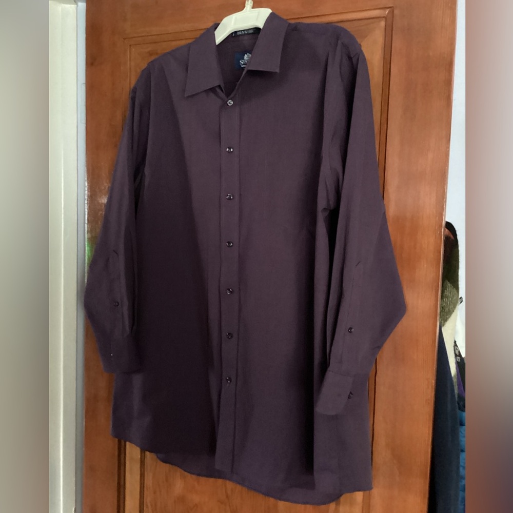 Stafford Men's Wrinkle Free Long-Sleeve Dress Shirt - Dark Plum